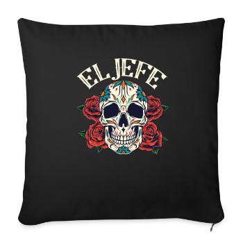 Dia De Los Muertos chef patron tête de mort Mexique - Housse de coussin décorative 45 x 45 cm - noir - Devant