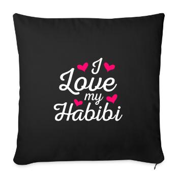 Je t'aime Habibi chérie arabe disant - Housse de coussin décorative 45 x 45 cm - noir - Devant