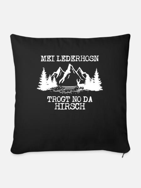 Hirsch Lederhose Edelweiß Schwarzwald - Sofakissenbezug 45 x 45 cm - Schwarz