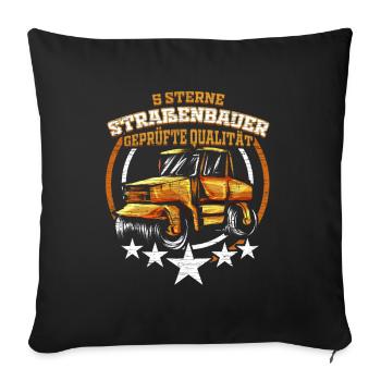 Straßenbauer Straßenbau Bauarbeiter - 5 Sterne - Sofakissenbezug 45 x 45 cm - Schwarz - Vorne