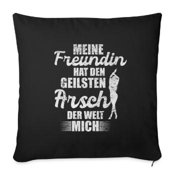 Meine Freundin geilsten Arsch der Welt - Spruch - Sofakissenbezug 45 x 45 cm - Schwarz - Vorne