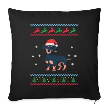 Dachshund Dachshund Christmas Ugly Sweater - Sofa pillowcase 17,3'' x 17,3'' (45 x 45 cm) - black - Front