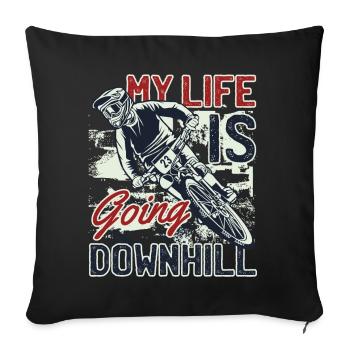 Downhill Downhill Mountain Bike Downhill Bicycle - Sofa pillowcase 17,3'' x 17,3'' (45 x 45 cm) - black - Front