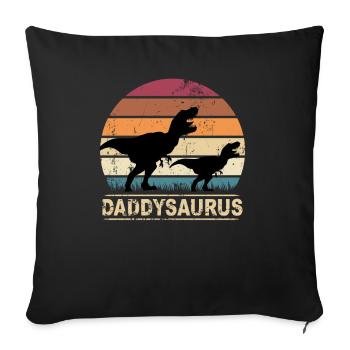 Papa Dino Retro Daddysaurus Vatertag Geschenk - Sofakissenbezug 45 x 45 cm - Schwarz - Vorne