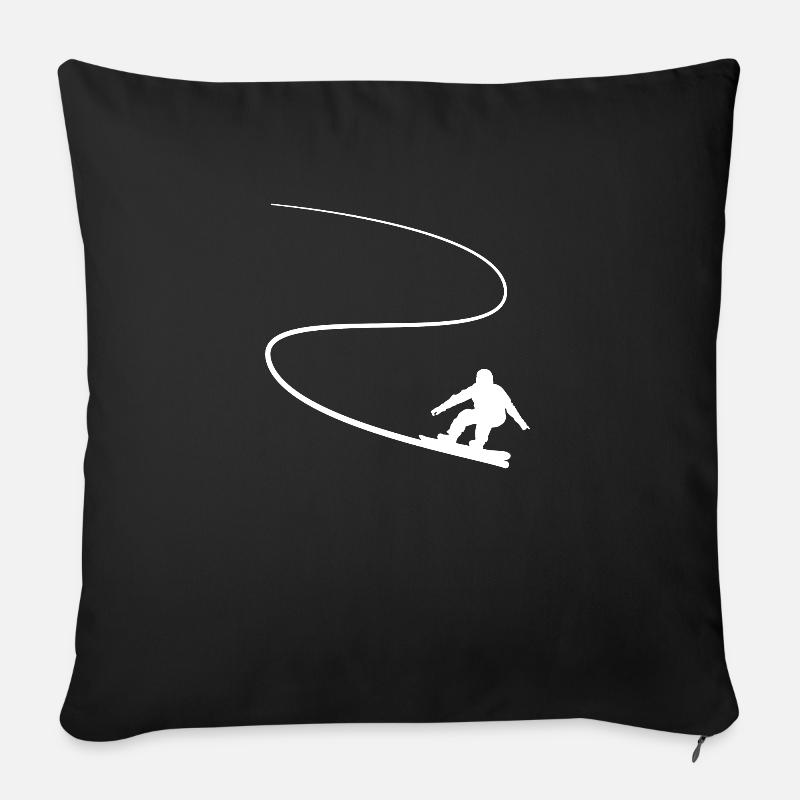 Snowboard Descente Snowboarder - Housse de coussin décorative 45 x 45 cm - noir