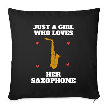 Cadeau saxophone saxophoniste saxo femme fille - Housse de coussin décorative 45 x 45 cm - noir - Devant