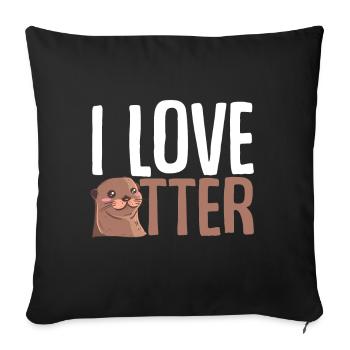 Otter Animal Love - Sofa pillowcase 17,3'' x 17,3'' (45 x 45 cm) - black - Front