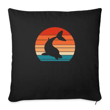 Dauphin mer océan dauphin dauphins d'eau cadeau - Housse de coussin décorative 45 x 45 cm - noir - Devant