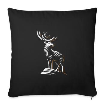 Hirsch Schwarzwald Hirschgeweih - Sofakissenbezug 45 x 45 cm - Schwarz - Vorne
