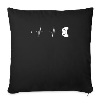 Gamer controller pulse heartbeat gaming gift - Sofa pillowcase 17,3'' x 17,3'' (45 x 45 cm) - black - Front