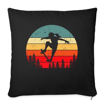 Skateboard Skater Girl Stunt Skater Girl - Housse de coussin décorative 45 x 45 cm - noir - Devant