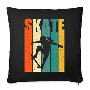 Skateboard Skater Girl Stunt Skater Girl - Housse de coussin décorative 45 x 45 cm - noir - Devant
