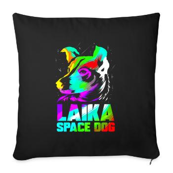 Laika Space Dog Union soviétique Russie Space Travel - Housse de coussin décorative 45 x 45 cm - noir - Devant