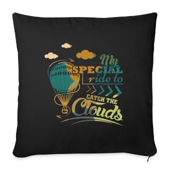 Ballon à air chaud disant - Housse de coussin décorative 45 x 45 cm - noir - Devant