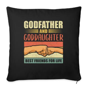 Parrain cadeau filleule parrain filleul - Housse de coussin décorative 45 x 45 cm - noir - Devant
