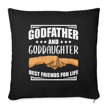 Parrain parrain cadeau filleule filleule - Housse de coussin décorative 45 x 45 cm - noir - Devant