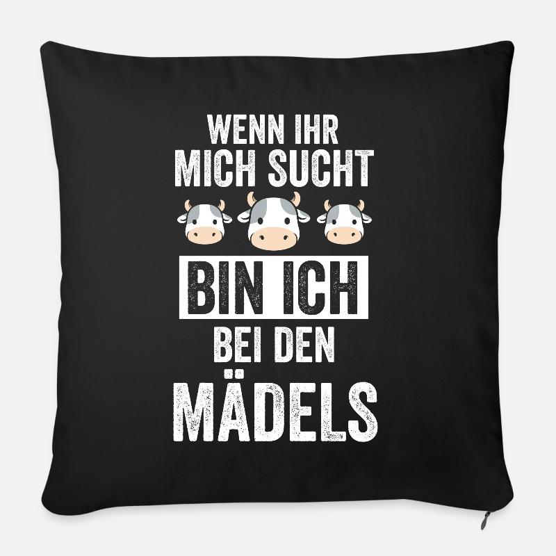 Kuh Kuhstall Bauer Bauernhof Landwirtschaft Lustig - Sofakissenbezug 45 x 45 cm - Schwarz