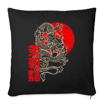 Personnages de dragon chinois japonais - Housse de coussin décorative 45 x 45 cm - noir - Devant