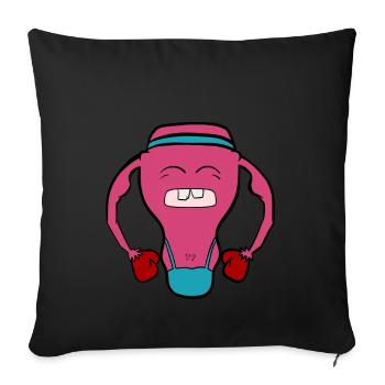 Féminisme utérus féministe - Housse de coussin décorative 45 x 45 cm - noir - Devant