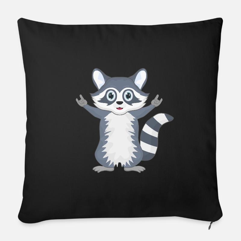 Waschbär Rock Musik - Sofakissenbezug 45 x 45 cm - Schwarz
