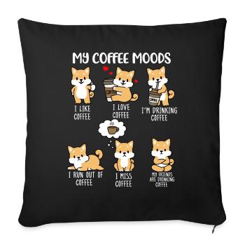 Coffee lover gift Shiba Inu coffee dog - Sofa pillowcase 17,3'' x 17,3'' (45 x 45 cm) - black - Front