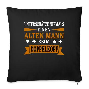 Doppelkopf Kartenspieler Lustiger Spruch - Sofakissenbezug 45 x 45 cm - Schwarz - Vorne