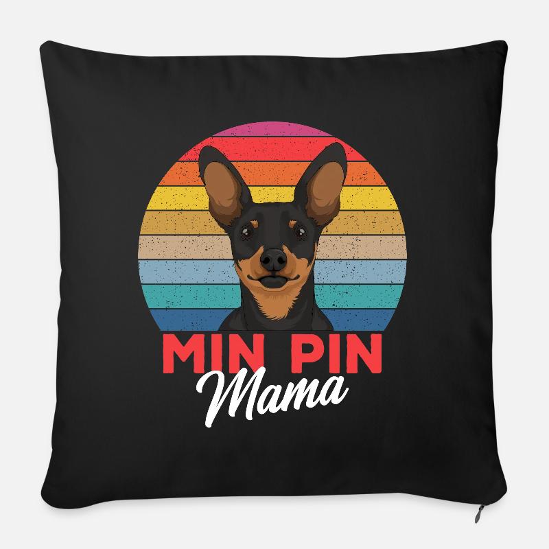 Zwergpinscher Mama Hundehalterin Geschenk - Sofakissenbezug 45 x 45 cm - Schwarz