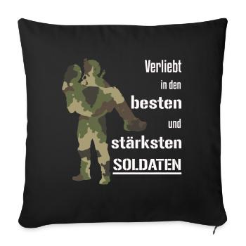 Soldatenfrau Soldaten Geschenk Soldat - Sofakissenbezug 45 x 45 cm - Schwarz - Vorne