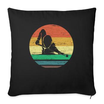 Billard joueur de billard snooker vintage rétro - Housse de coussin décorative 45 x 45 cm - noir - Devant