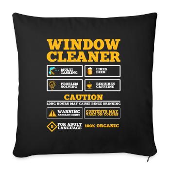 Window cleaner gift idea - Sofa pillowcase 17,3'' x 17,3'' (45 x 45 cm) - black - Front