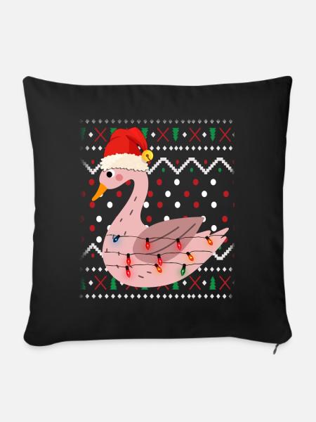 Schwan Ugly Christmas - Sofakissenbezug 45 x 45 cm - Schwarz
