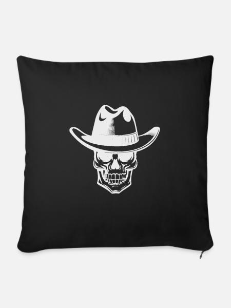Totenkopf Cowboy skull - Sofakissenbezug 45 x 45 cm - Schwarz