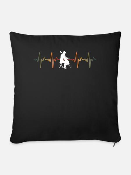 Retro Cellist Tshirt - Sofakissenbezug 45 x 45 cm - Schwarz