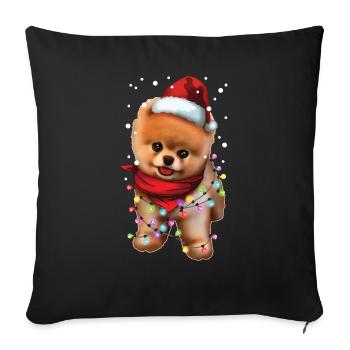 Christmas Pomeranian Dog - Cute Santa Xmas Puppy - Sofa pillowcase 17,3'' x 17,3'' (45 x 45 cm) - black - Front