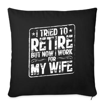 Retraité cadeau drôle pension pension - Housse de coussin décorative 45 x 45 cm - noir - Devant