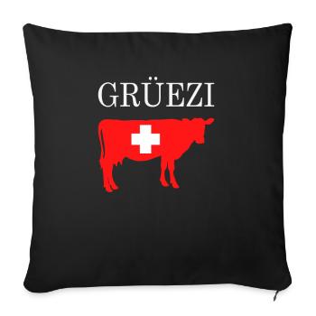 Grüezi Schweiz Flagge Schweizerdeutsch Geschenk - Sofakissenbezug 45 x 45 cm - Schwarz - Vorne