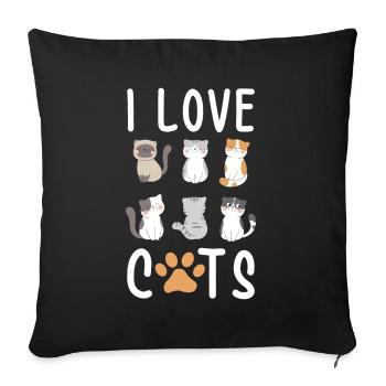 J'aime les chats j'aime les chats - Housse de coussin décorative 45 x 45 cm - noir - Devant