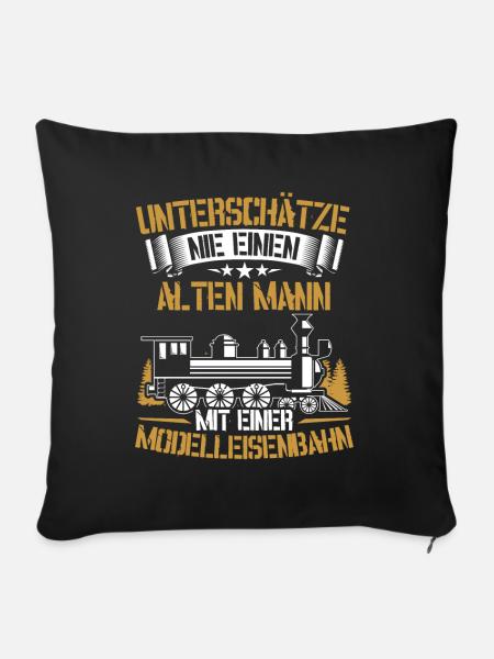 Modelleisenbahn Geschenk Eisenbahn Modellbauer - Sofakissenbezug 45 x 45 cm - Schwarz