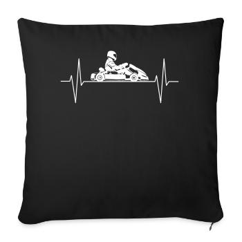 Cadeau de ligne de battement de coeur de course de kart kart kart - Housse de coussin décorative 45 x 45 cm - noir - Devant