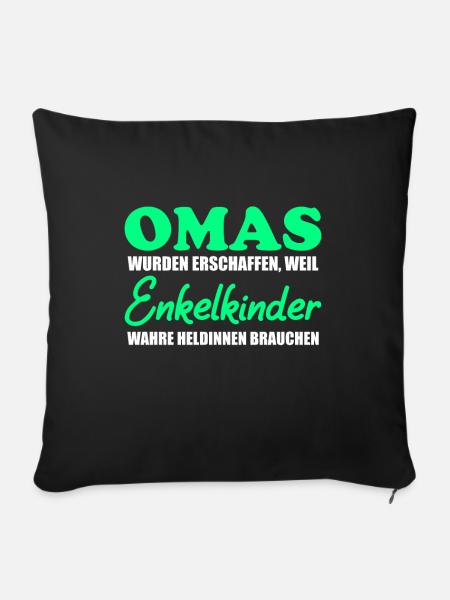 Oma Heldin für Enkelkinder - Sofakissenbezug 45 x 45 cm - Schwarz