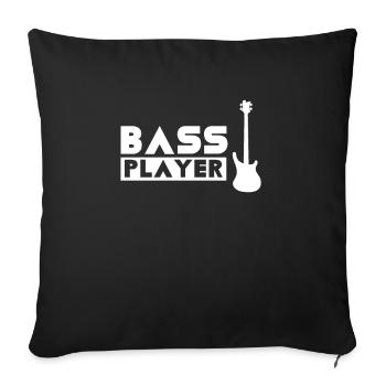 Bassiste bassiste musique bassiste musicien - Housse de coussin décorative 45 x 45 cm - noir - Devant