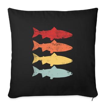 Rainbow Trout Fishing Retro Vintage Fish Gift - Sofa pillowcase 17,3'' x 17,3'' (45 x 45 cm) - black - Front