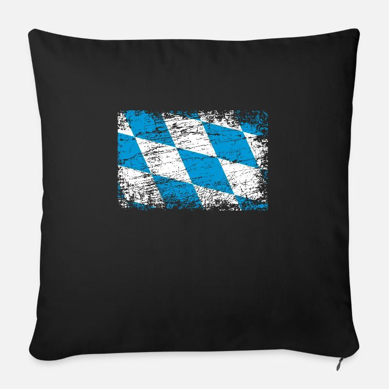 Drapeau drapeau bavarois Bavière - Housse de coussin décorative 45 x 45 cm - noir