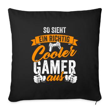Gamer Zocker Videospiel PC Computerspiel Geschenk - Sofakissenbezug 45 x 45 cm - Schwarz - Vorne