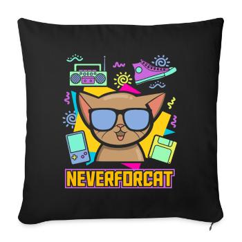 90s Party 90s Vintage Retro Cat 90s - Sofa pillowcase 17,3'' x 17,3'' (45 x 45 cm) - black - Front