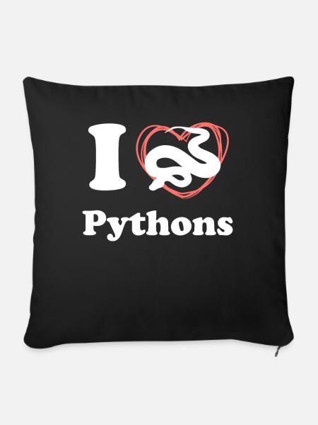 I Love Pythons - Sofakissenbezug 45 x 45 cm - Schwarz