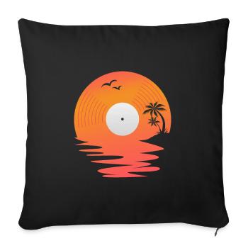 Disque vinyle Retro Sea Sunset DJ Gift - Housse de coussin décorative 45 x 45 cm - noir - Devant