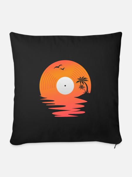 Vinyl Schallplatte Retro Meer Sunset DJ Geschenk - Sofakissenbezug 45 x 45 cm - Schwarz