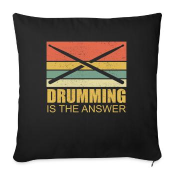 Tambours batteur batteur cadeau tambours - Housse de coussin décorative 45 x 45 cm - noir - Devant