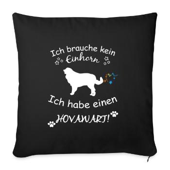 Hovawart Tshirt - Hovawart Hund Shirt - Sofakissenbezug 45 x 45 cm - Schwarz - Vorne
